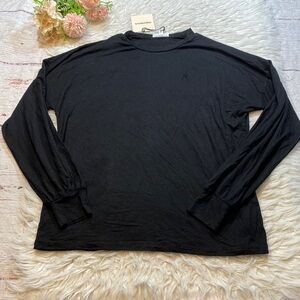 NWT Superdown Balloon Sleeve Black Jersey Long Sleeve Top sz XS
